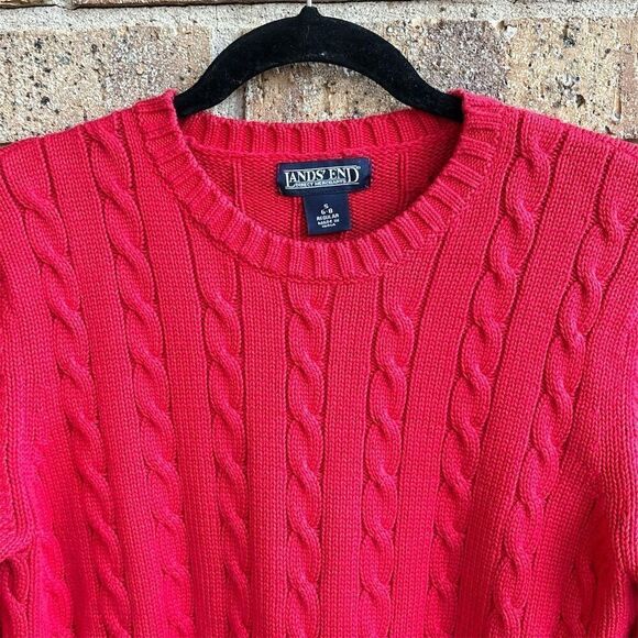 Lands' End Women's Cable-Knit Pullover Sweater Red Size S - Picture 4 of 4
